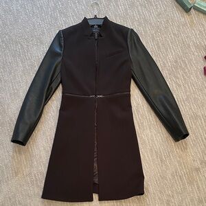 BCBGMaxAzria Black Leather Sleeve Jacket